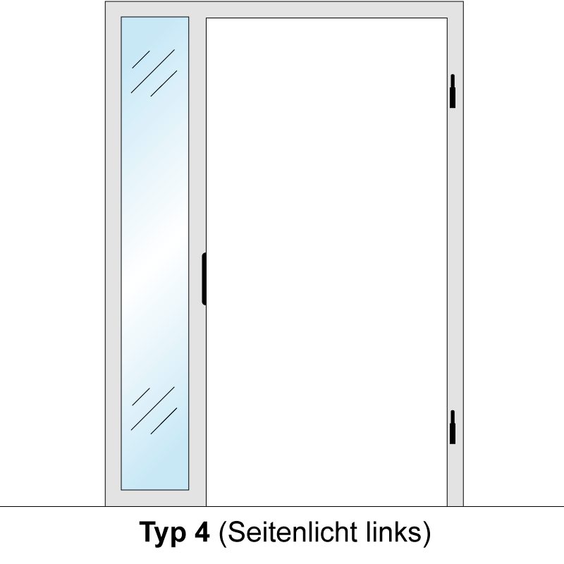 Windfangelement mit Seitenteil für Zimmertüren DIN rechts - Blockrahmen  / Typ 04