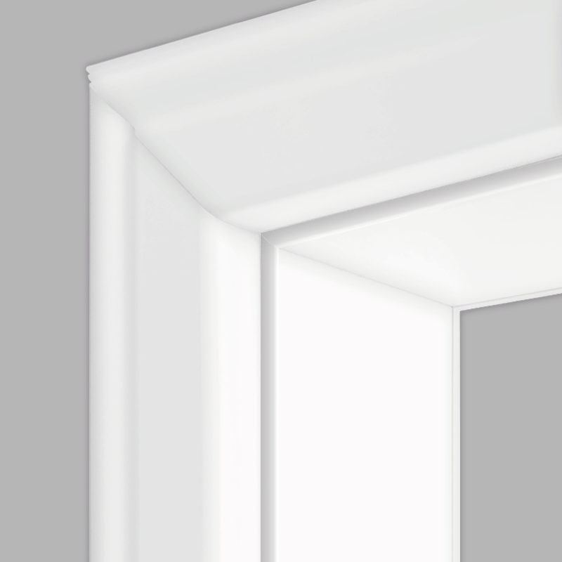 Polarweiss 03 Türzarge / Zarge für Wohnungstür CPL RAL 9003 Rundkante profiliert Landhausstil