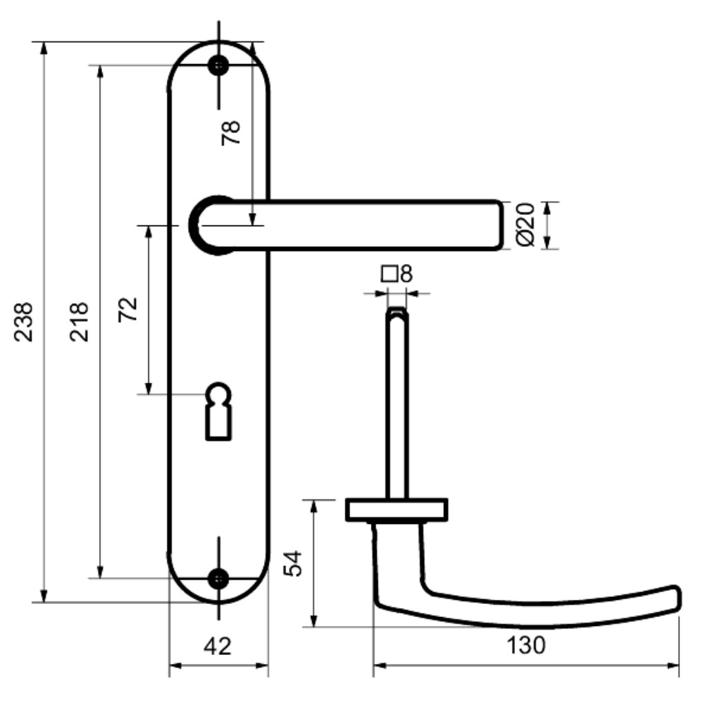 Verena - LS - Aluminium - Türdrücker / Langschildbeschlag - Südmetall GmbH