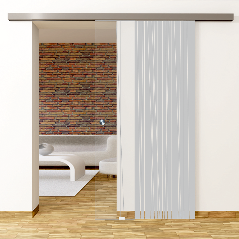 Linie 1 Motiv Matt - Glasschiebetür - Set Komplett mit Softclose & Griff - Erkelenz Glas GmbH