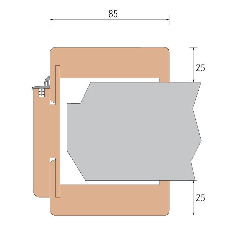CPL Polarweiß 03 Durchgangszarge - RK 85 gerade RAL 9003