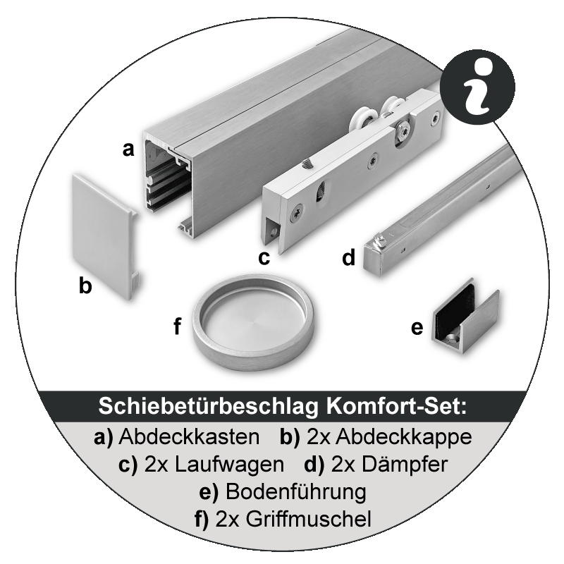 Cinque Motiv klar - Glasschiebetür - Set Komplett mit Softclose & Griff - Erkelenz Glas GmbH