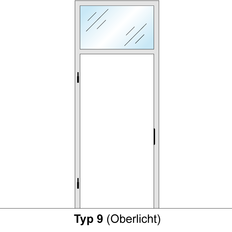 Windfangelement mit Oberlicht für Zimmertüren DIN links - Blockrahmen  / Typ 09