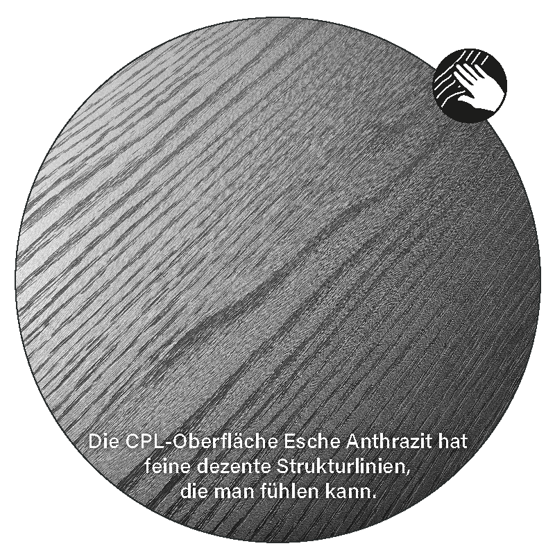 Esche Anthrazit Tür mit Lisenen Typ 2Q weiß CPL Maserung Aufrecht
