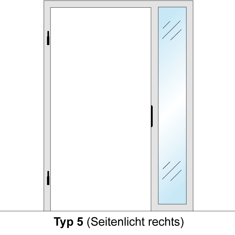Windfangelement mit Seitenteil für Zimmertüren DIN links - Blockrahmen  / Typ 05