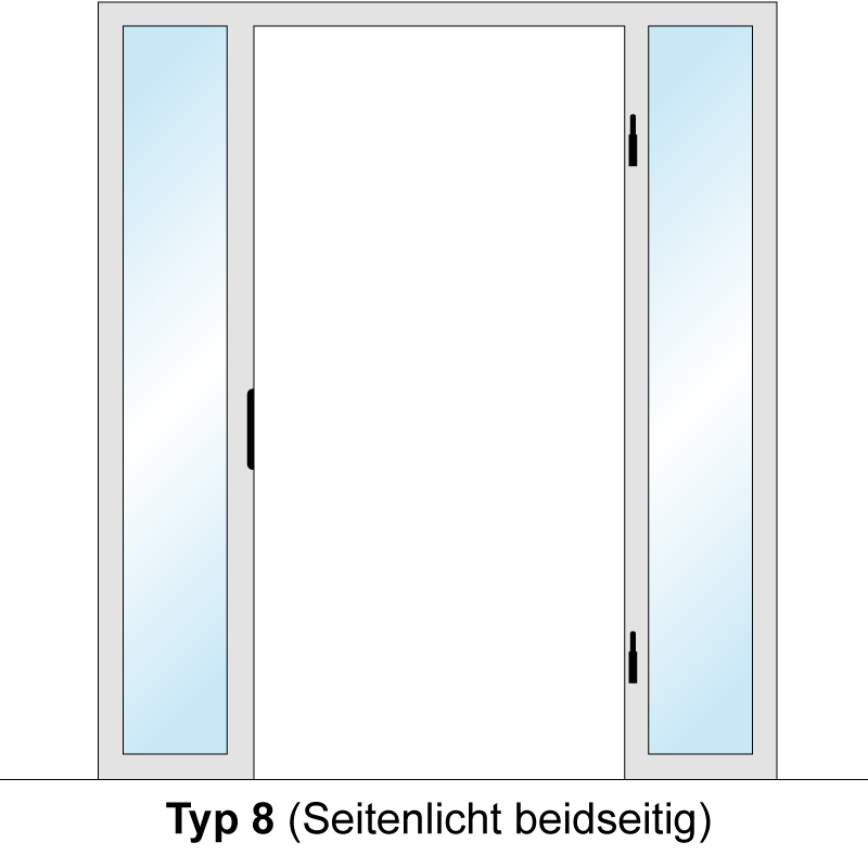 Windfangelement mit zwei Seitenteil für Zimmertüren DIN rechts - Blockrahmen  / Typ 08