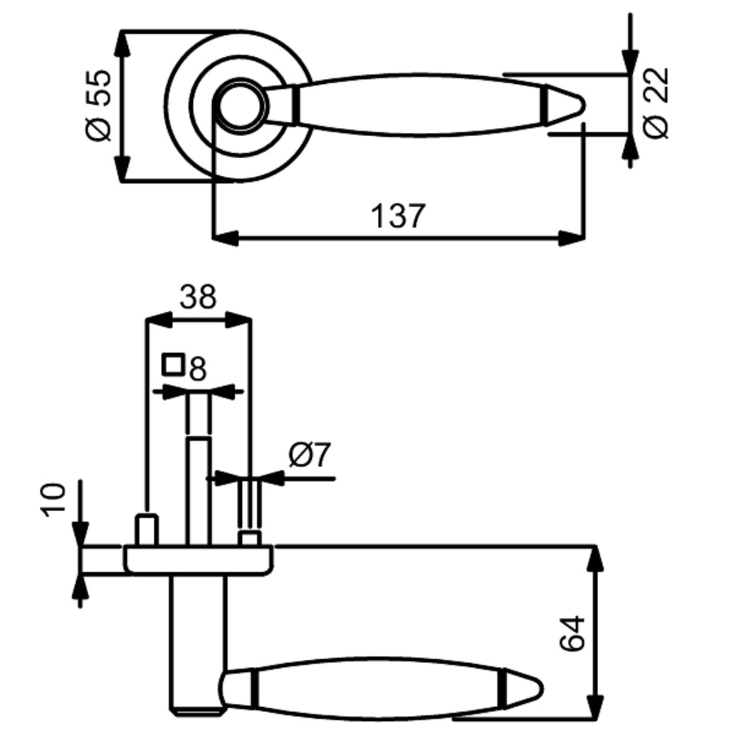 Lignes - R - Türdrücker / Rosettengarnitur - Südmetall