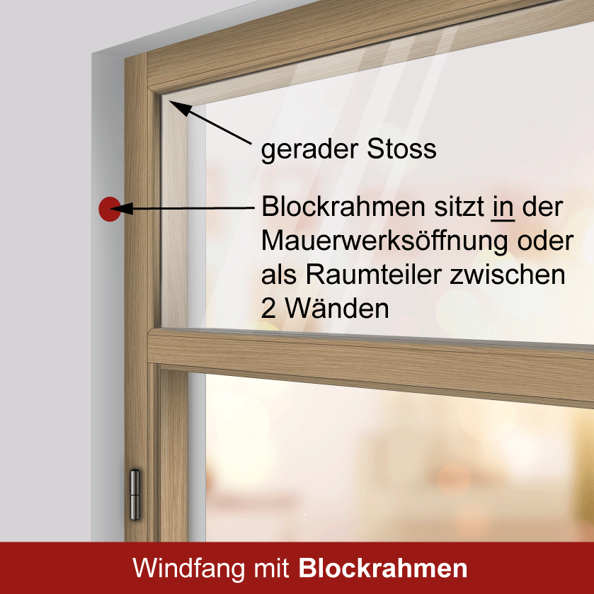 Windfangelement mit Seitenteil für Zimmertüren DIN links - Blockrahmen / Typ 19