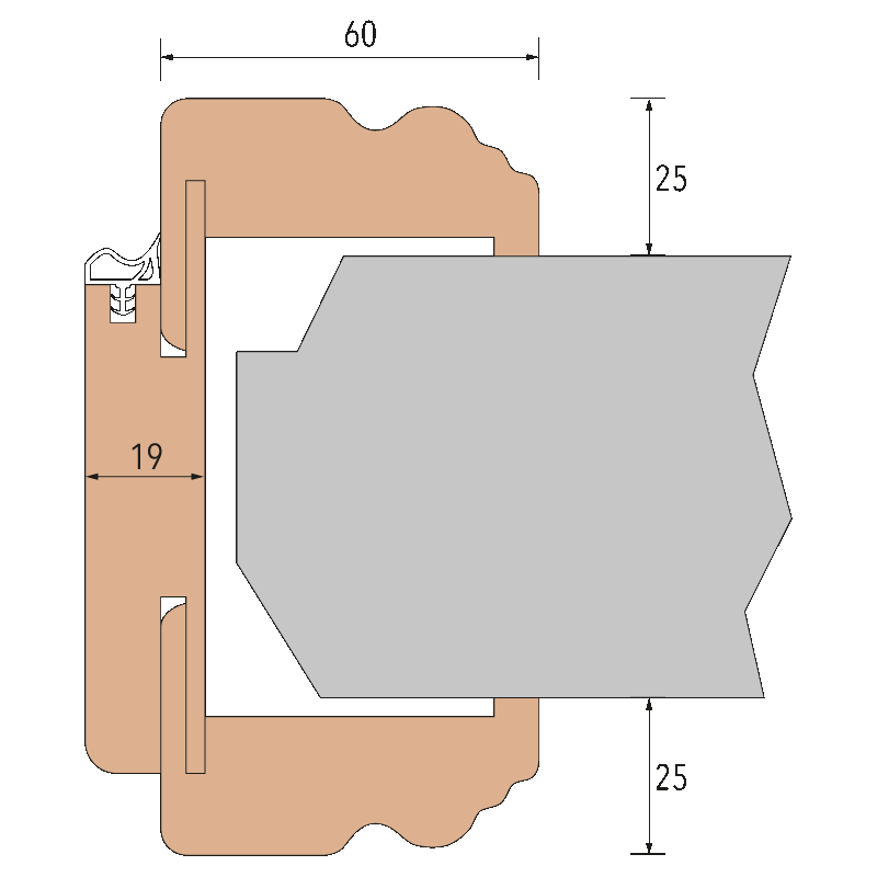Weißlack 10 Türzarge / Zarge RK60 für Wohnungstür CPL RAL 9010 Rundkante profiliert Landhausstil