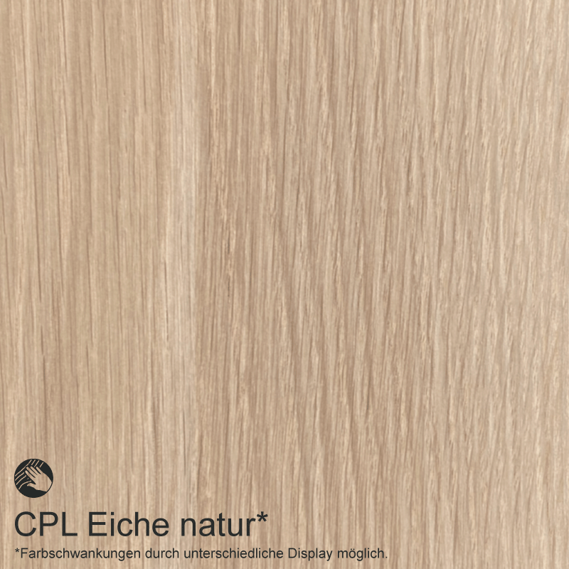 Eiche Natur Schiebetür in der Wand laufend - fühlbare CPL Oberfläche - Maserung Aufrecht