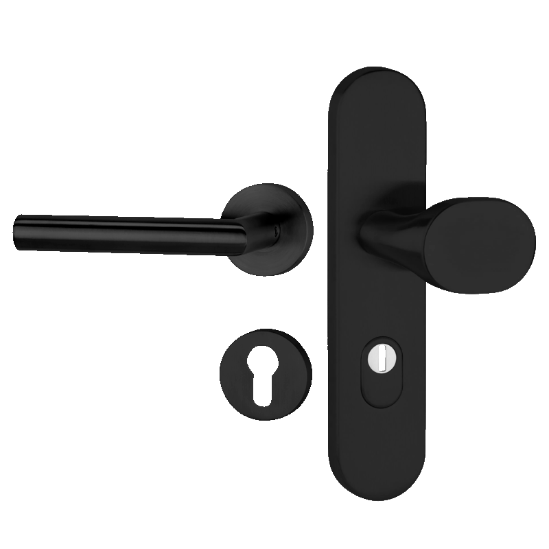 ZT-EN2-Kombi - Drücker/Rosette - Classic Black - Schutzbeschlag - Hermat