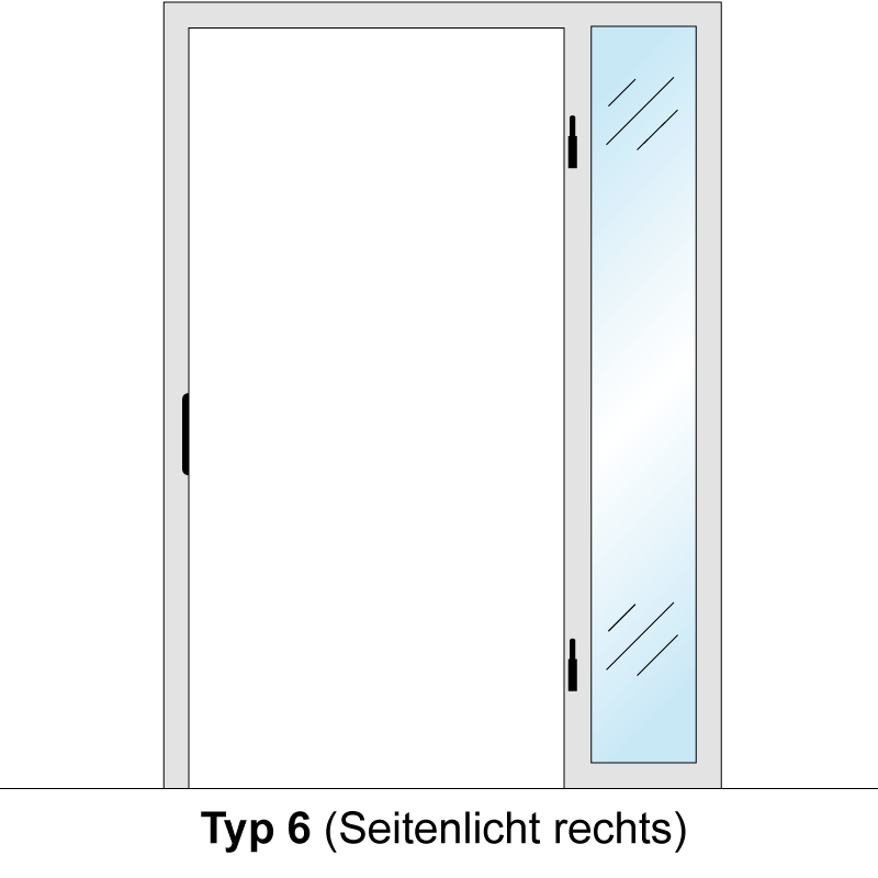 Windfangelement mit Seitenteil für Zimmertüren DIN rechts - Blockrahmen  / Typ 06