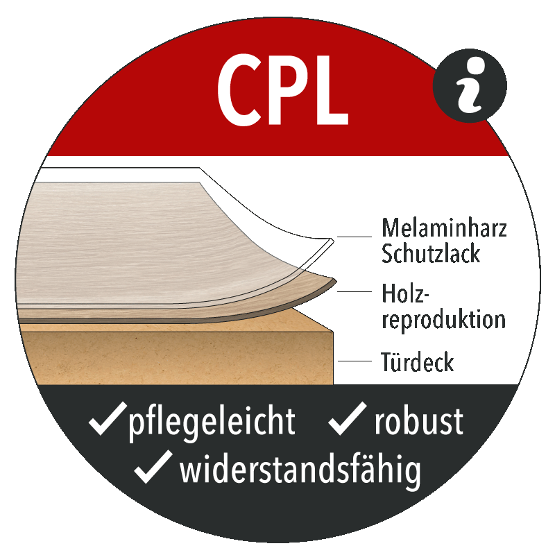 Lärche Dunkel Wohnungstüren / Schallschutztüren mit Zarge CPL Maserung Aufrecht