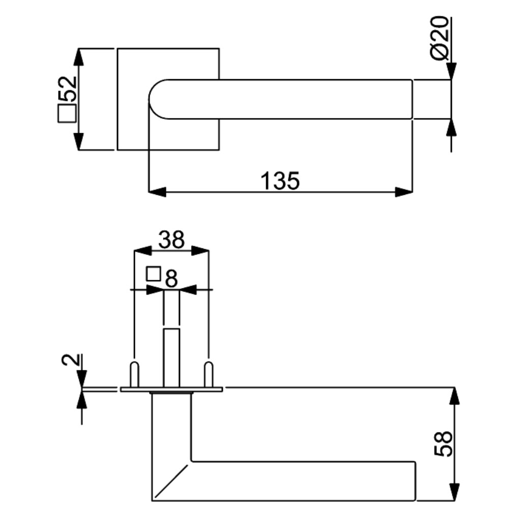 Ronny II Square - R - Türdrücker / Rosettengarnitur - Südmetall