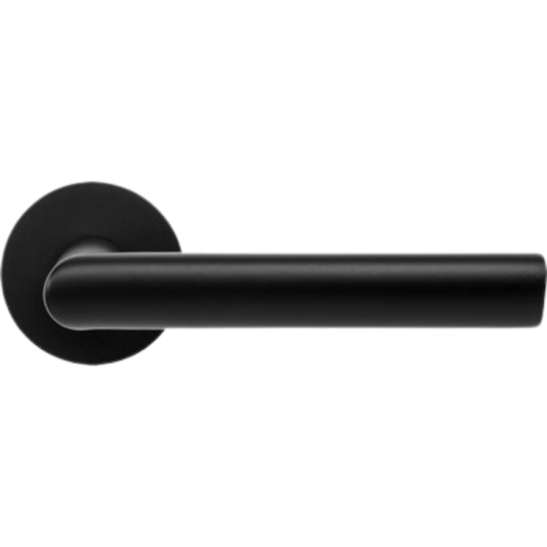 Portofino Flat Round - Tiefschwarz - Türdrücker / Rosettengarnitur - Griffwelt