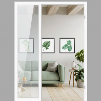 Windfang mit festem Seitenteil links, für rechts gehangene Zimmertür / Typ 4 Windfang mit festem Seitenteil links, für rechts gehangene Zimmertür / Typ 4