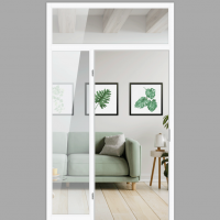 Windfang mit festem Seitenteil links & Oberlicht, für links gehangene Zimmertür / Typ 12 Windfang mit festem Seitenteil links & Oberlicht, für links gehangene Zimmertür / Typ 12