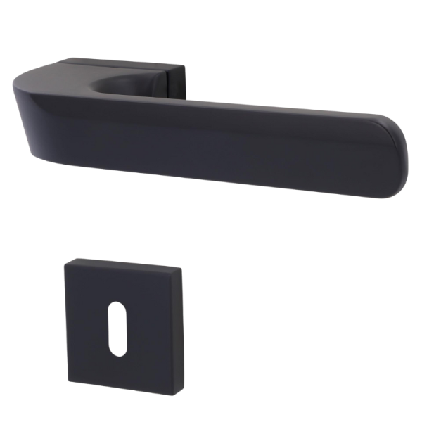 Glory Quad-R - Schwarz matt Struktur - Türdrücker / Rosettengarnitur - Südmetall - Top Speed