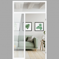 Windfang mit festem Seitenteil links & Oberlicht, für rechts gehangene Zimmertür / Typ 13 Windfang mit festem Seitenteil links & Oberlicht, für rechts gehangene Zimmertür / Typ 13