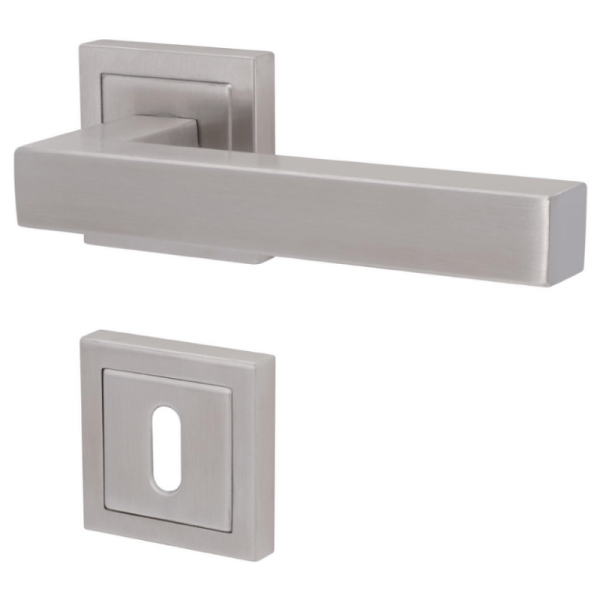 Galina II Square - R - Edelstahl-satiniert - Türdrücker / Rosettengarnitur - Südmetall