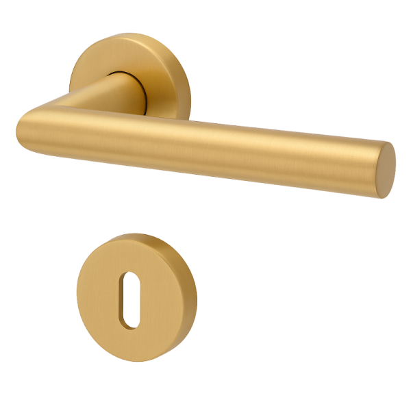 Fair I - R Gold matt -Türdrücker / Rosettengarnitur - Südmetall