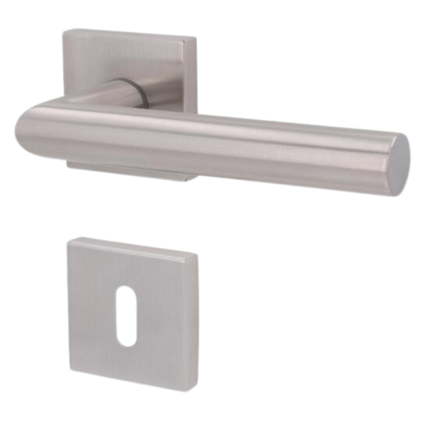 Ronny II Quadro - R - Edelstahl satiniert - Top Speed - Türdrücker / Rosettengarnitur - Südmetall