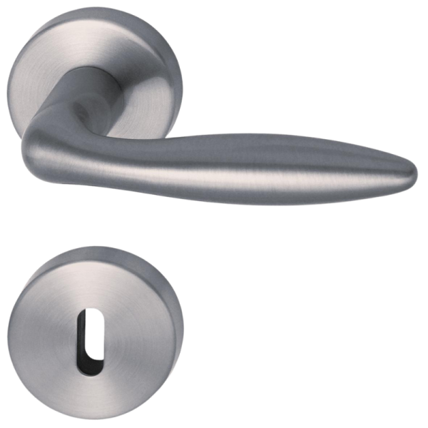 Arena - R Flat - Edelstahl satiniert - Türdrücker / Rosettengarnitur - Südmetall