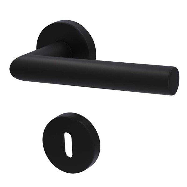 Moskau - R Schwarz matt - Türgriff / Rosettengarnitur - Südmetall - Cliprosette