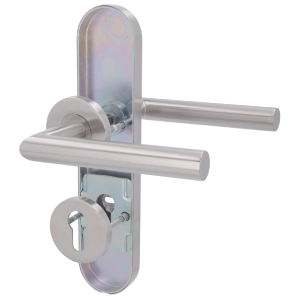 Sicura Moskau LS-R - Edelstahl satiniert - Drücker/Drücker - Schutzbeschlag für Wohnungstüren