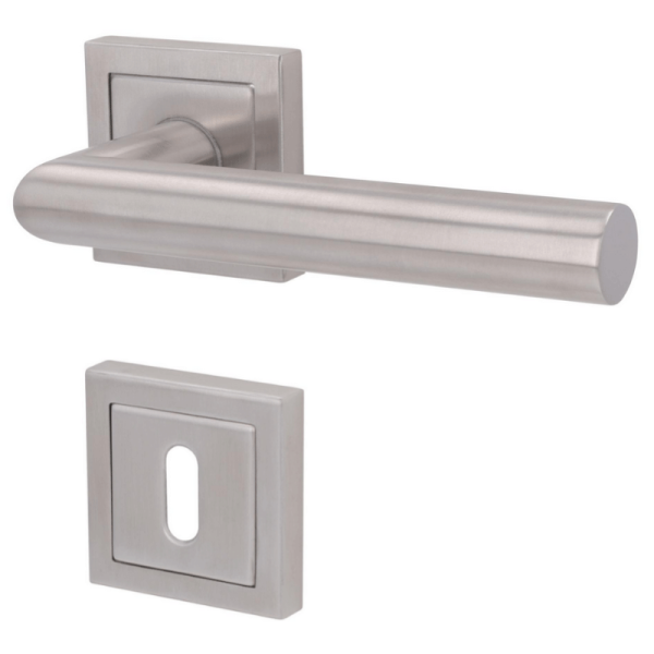 Ronny II Square - R - Edelstahl satiniert - Türklinke / Rosettengarnitur - Südmetall Ronny II Square - R - Edelstahl satiniert - Türklinke / Rosettengarnitur - Südmetall