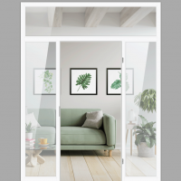 Windfang mit festem Seitenteil beidseitig & Oberlicht, für rechts gehangene Zimmertür / Typ 17 Windfang mit festem Seitenteil beidseitig & Oberlicht, für rechts gehangene Zimmertür / Typ 17