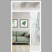 Windfang mit festem Seitenteil rechts & Oberlicht, für rechts gehangene Zimmertür / Typ 15 Windfang mit festem Seitenteil rechts & Oberlicht, für rechts gehangene Zimmertür / Typ 15